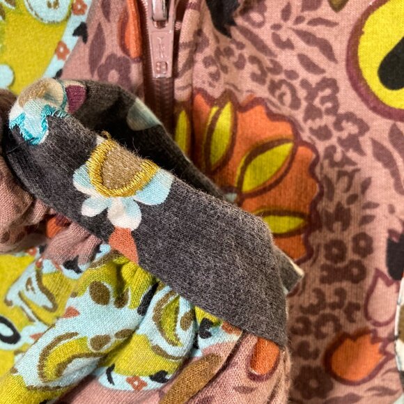 Womens Inner Child Floral Zip Jacket Brown Blue XS Cotton Embroidered Detail - Picture 6 of 11